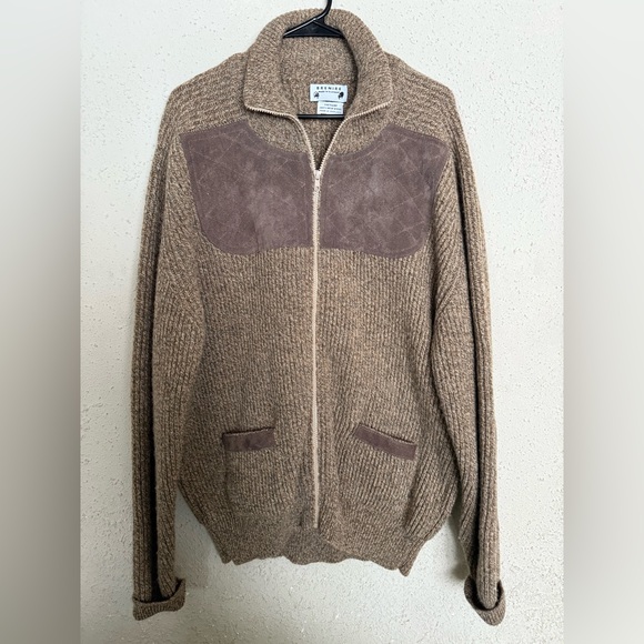 Brenire Shetland Wool and Suede Sweater